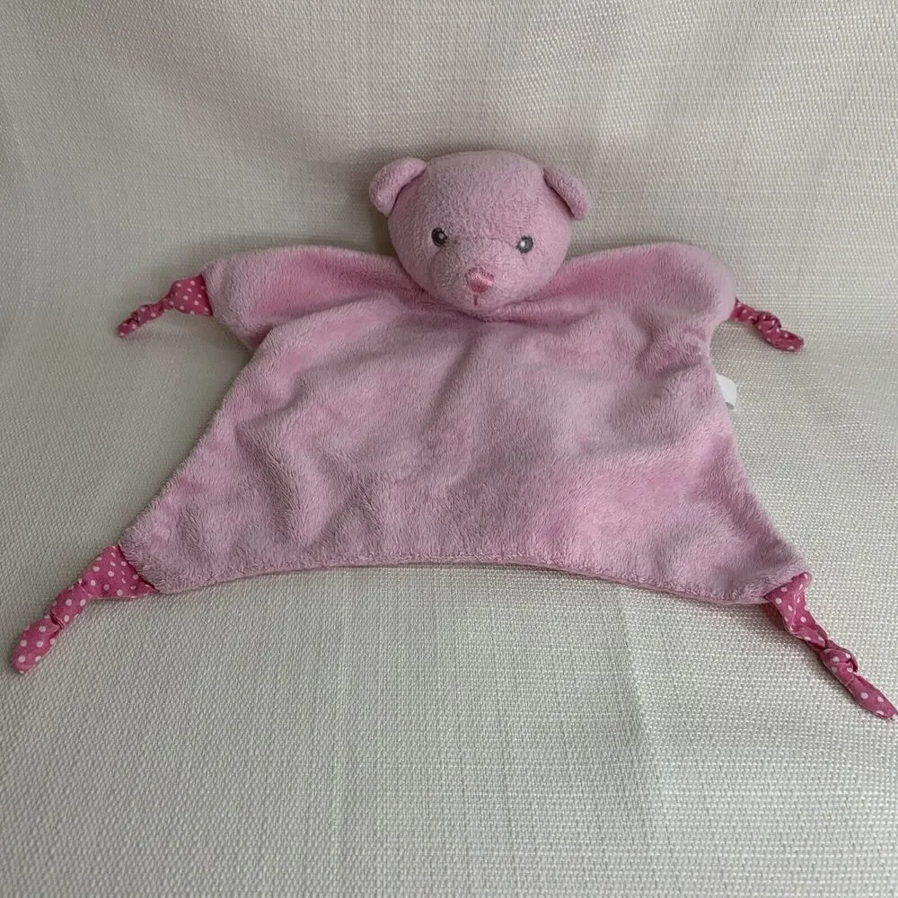 AURORA Baby Girl Pink Bear Star Lovey Security‎ Blanket Soother Puppet Knot Tie